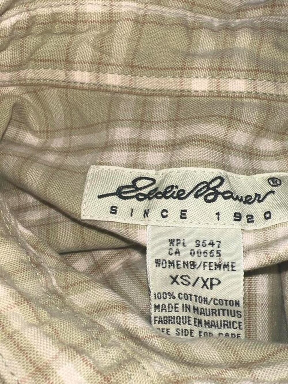 Eddie Bauer Men's Button Up Shirt Plaid Green Khaki Preppy XS - Picture 5 of 5